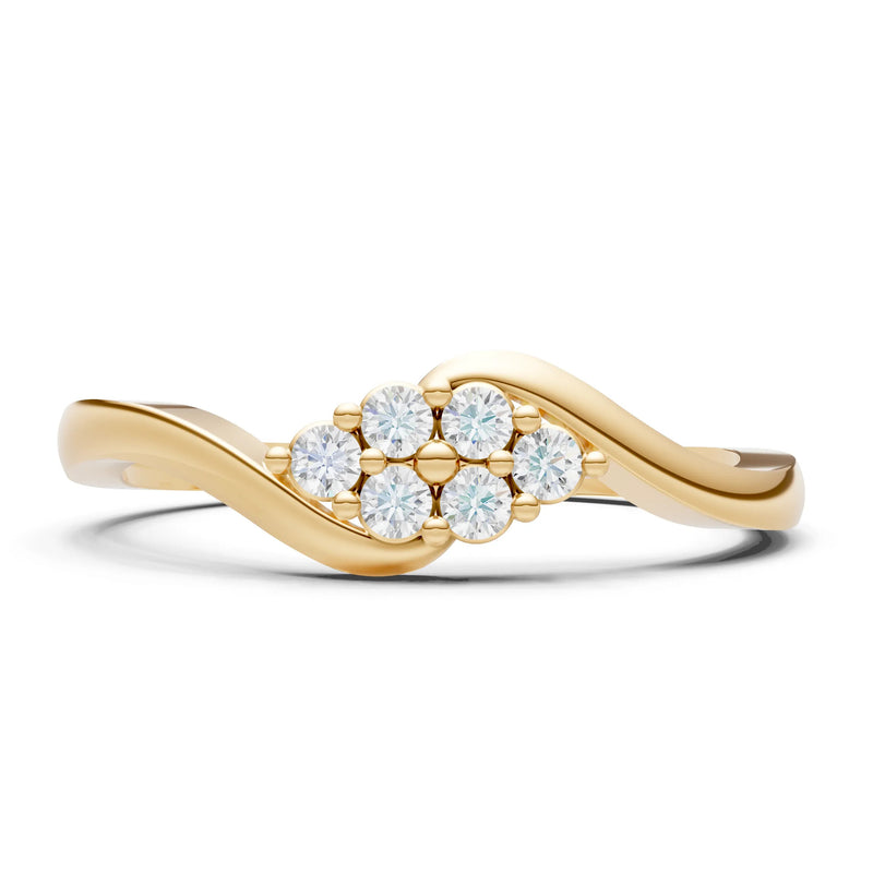 Wave Cluster Prong Ring - Round