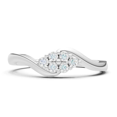 Wave Cluster Prong Ring - Round