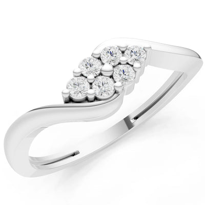 Wave Cluster Prong Ring - Round