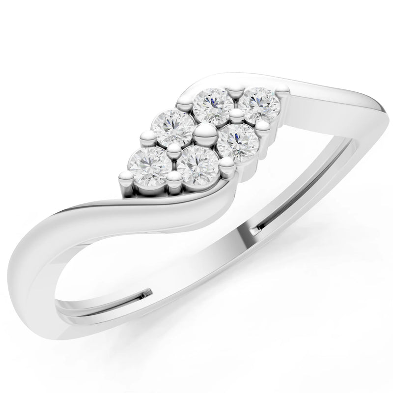Wave Cluster Prong Ring - Round