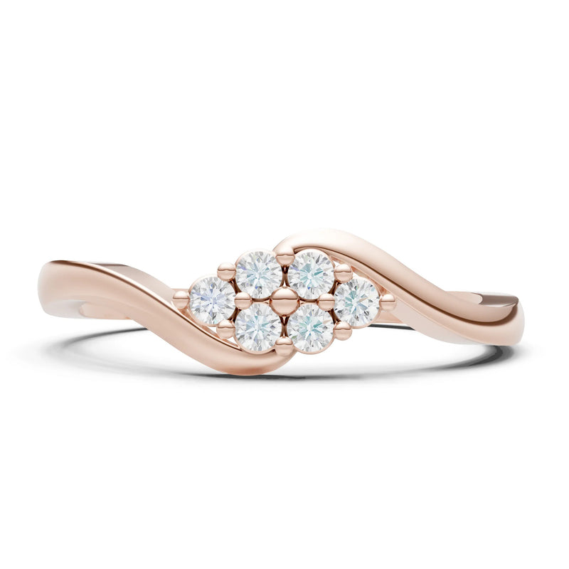 Wave Cluster Prong Ring - Round
