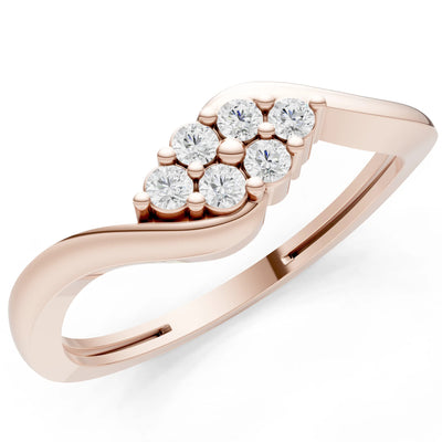 Wave Cluster Prong Ring - Round