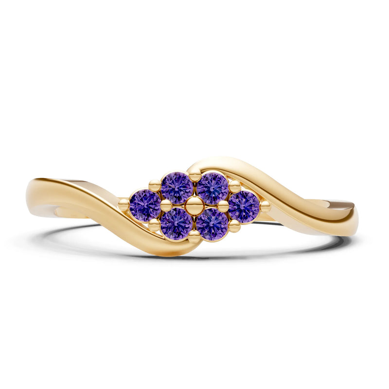 Wave Cluster Prong Ring - Round