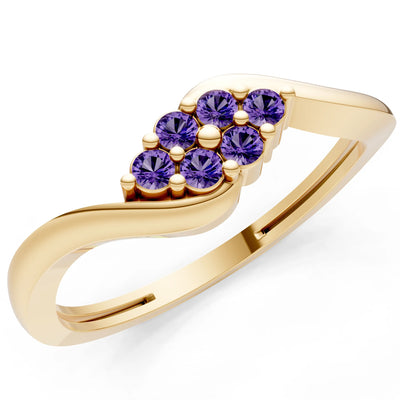Amethyst Wave Cluster Prong Ring - Round