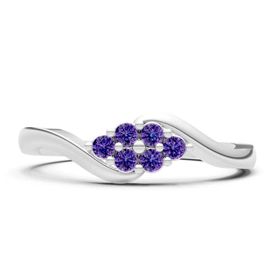 Wave Cluster Prong Ring - Round
