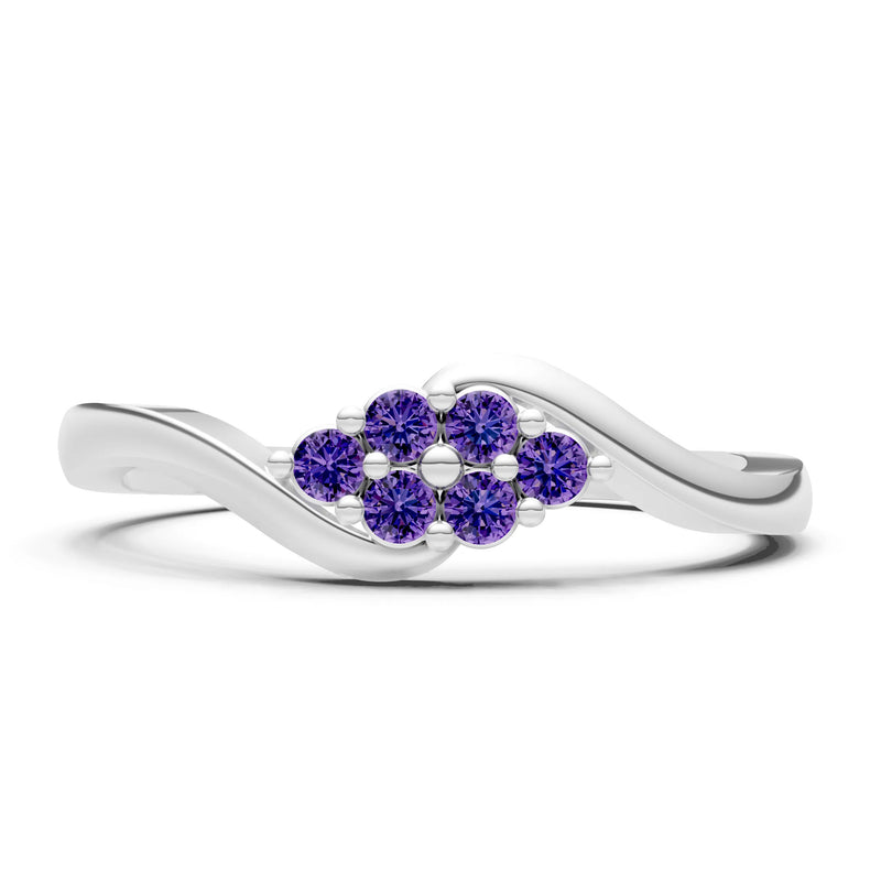 Wave Cluster Prong Ring - Round