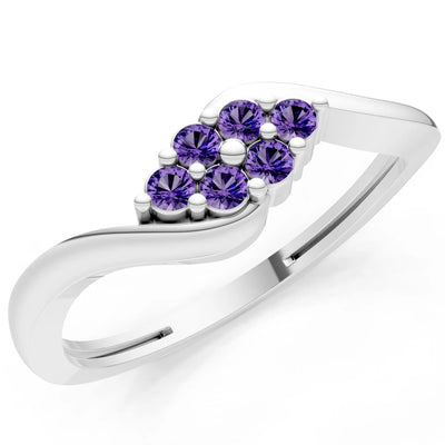 Wave Cluster Prong Ring - Round