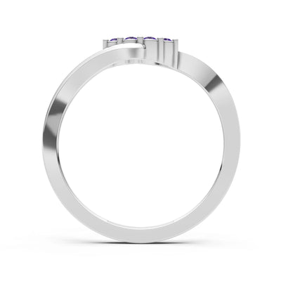 Amethyst Wave Cluster Prong Ring - Round