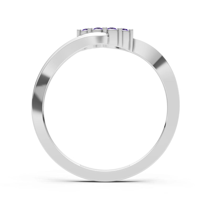 Amethyst Wave Cluster Prong Ring - Round