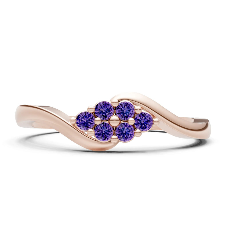 Wave Cluster Prong Ring - Round