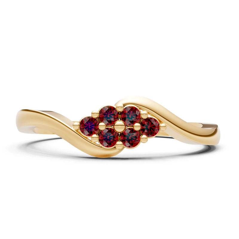 Wave Cluster Prong Ring - Round