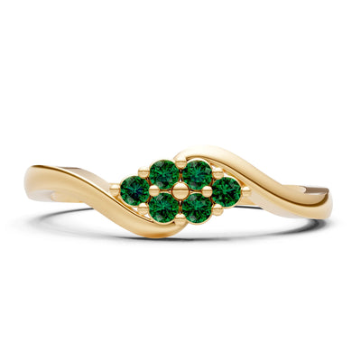 Wave Cluster Prong Ring - Round