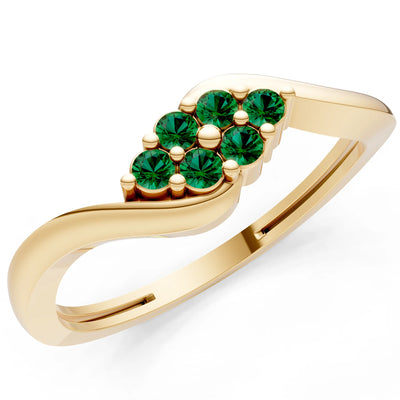 Emerald Wave Cluster Prong Ring - Round