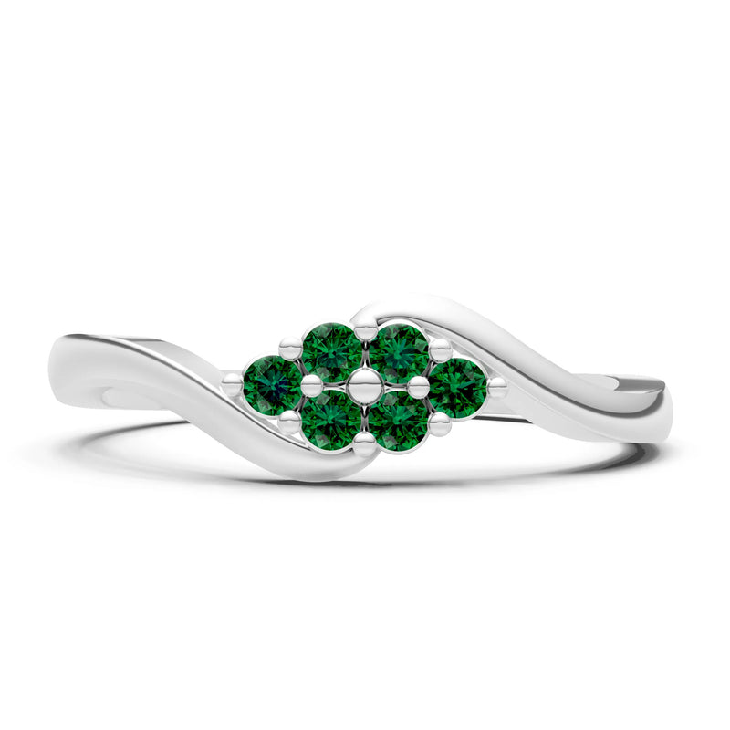 Emerald Wave Cluster Prong Ring - Round