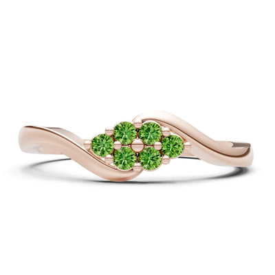 Wave Cluster Prong Ring - Round