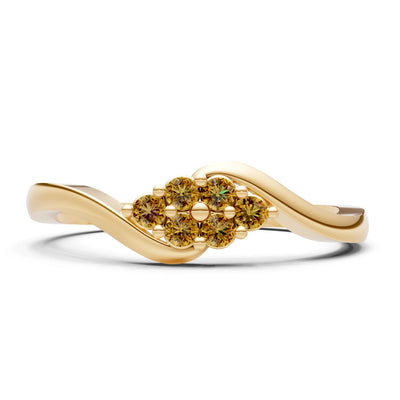 Wave Cluster Prong Ring - Round