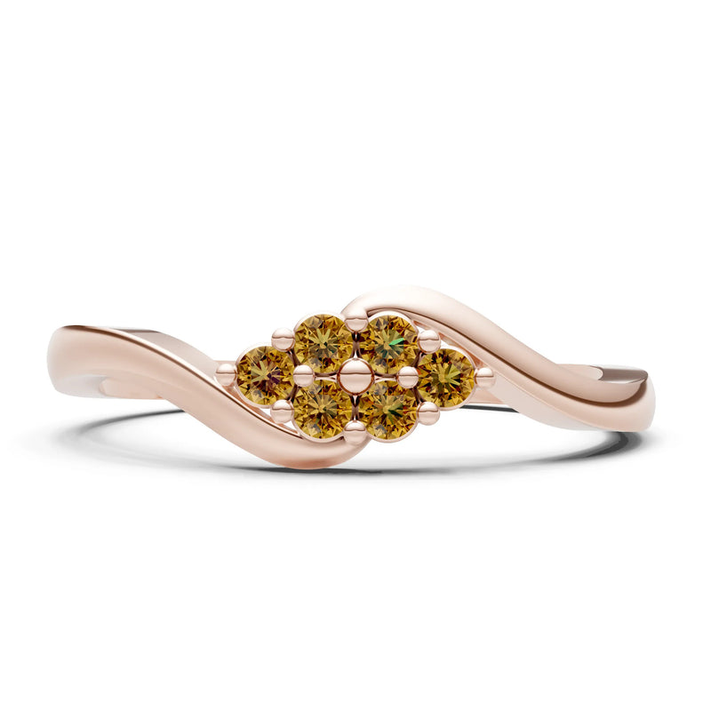 Wave Cluster Prong Ring - Round