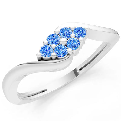 Wave Cluster Prong Ring - Round