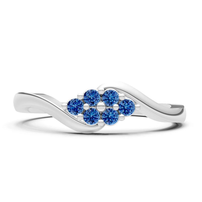 London Blue Topaz Wave Cluster Prong Ring - Round