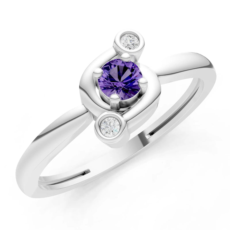 Amethyst Trinity Harmony Three-Stone Stacking Ring