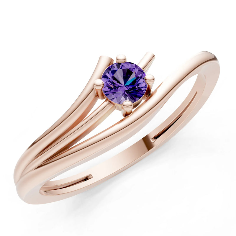 Celeste Flow Bypass Dainty Solitaire Ring