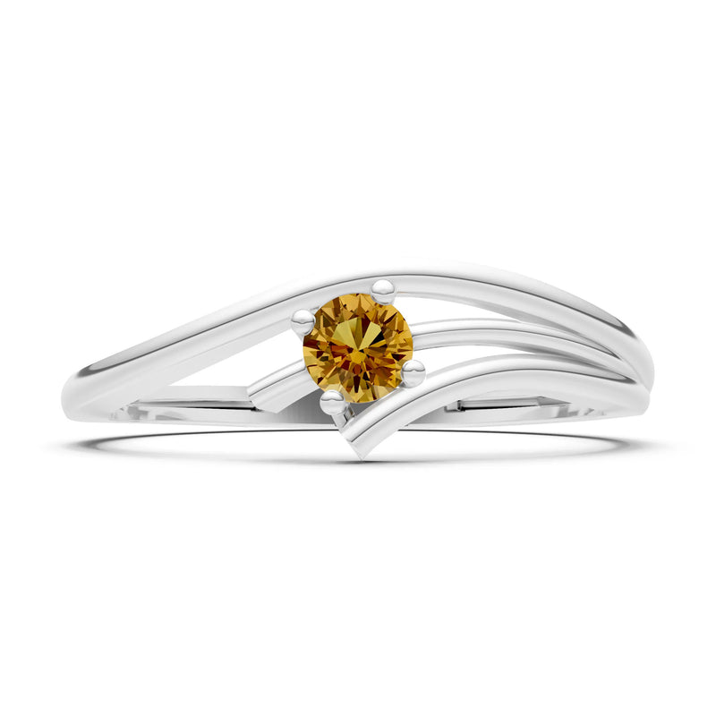 Citrine Celeste Flow Bypass Dainty Solitaire Ring