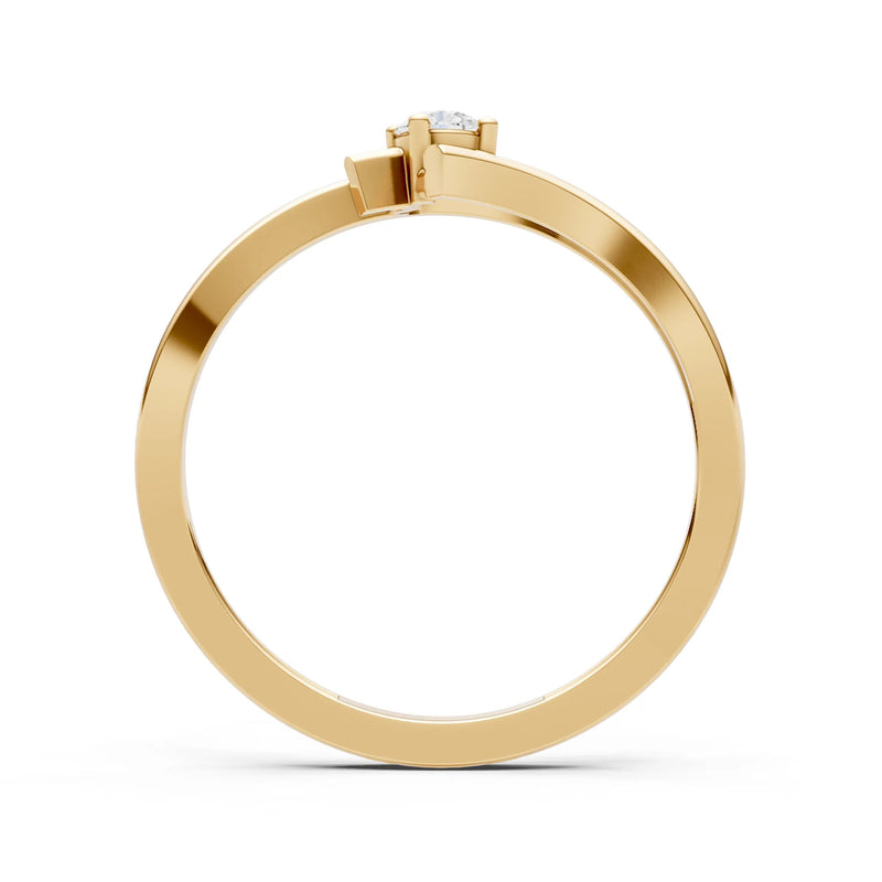 Diamond Celeste Flow Bypass Dainty Solitaire Ring