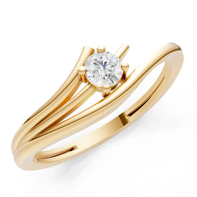 Diamond Celeste Flow Bypass Dainty Solitaire Ring