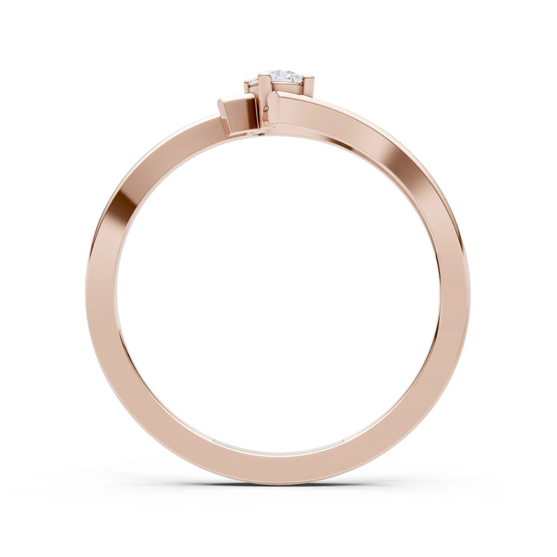 Diamond Celeste Flow Bypass Dainty Solitaire Ring