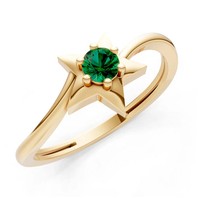 Emerald Stellar Radiance Dainty Solitaire Ring