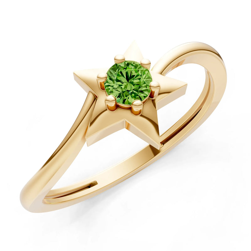 Peridot Stellar Radiance Dainty Solitaire Ring