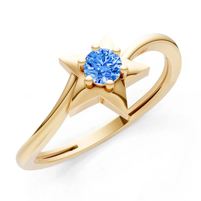 Swiss Blue Topaz Stellar Radiance Dainty Solitaire Ring