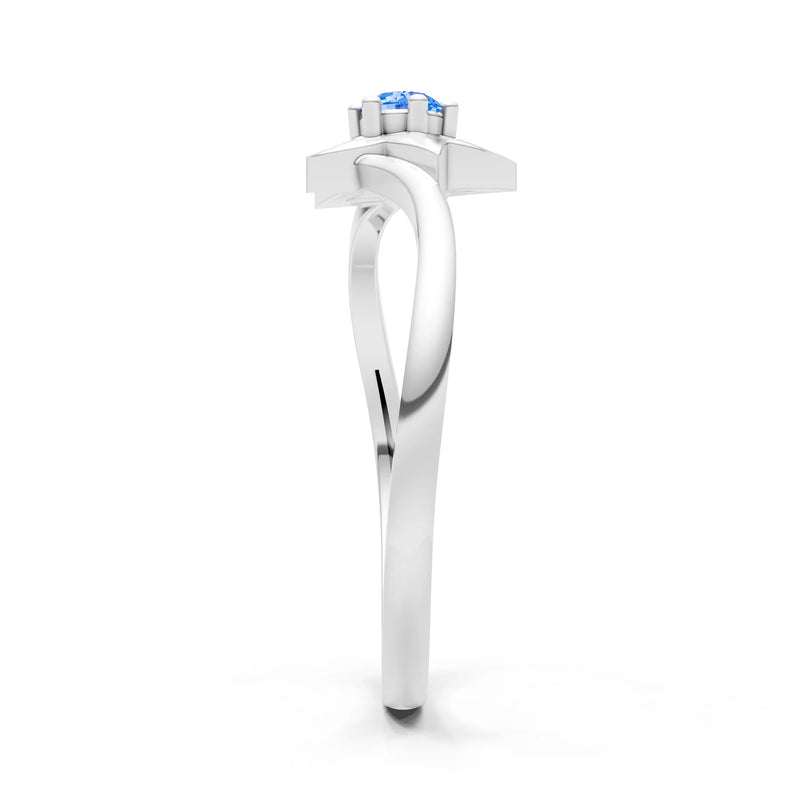 Swiss Blue Topaz Stellar Radiance Dainty Solitaire Ring