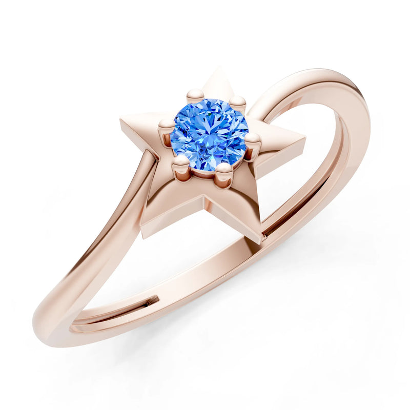 Swiss Blue Topaz Stellar Radiance Dainty Solitaire Ring