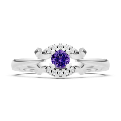 Amethyst Luna Halo Dainty Cluster Ring