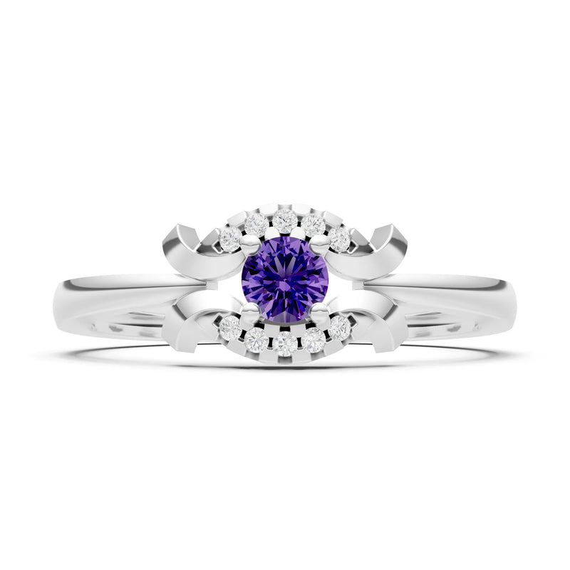 Amethyst Luna Halo Dainty Cluster Ring