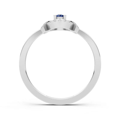 Blue Sapphire Luna Halo Dainty Cluster Ring