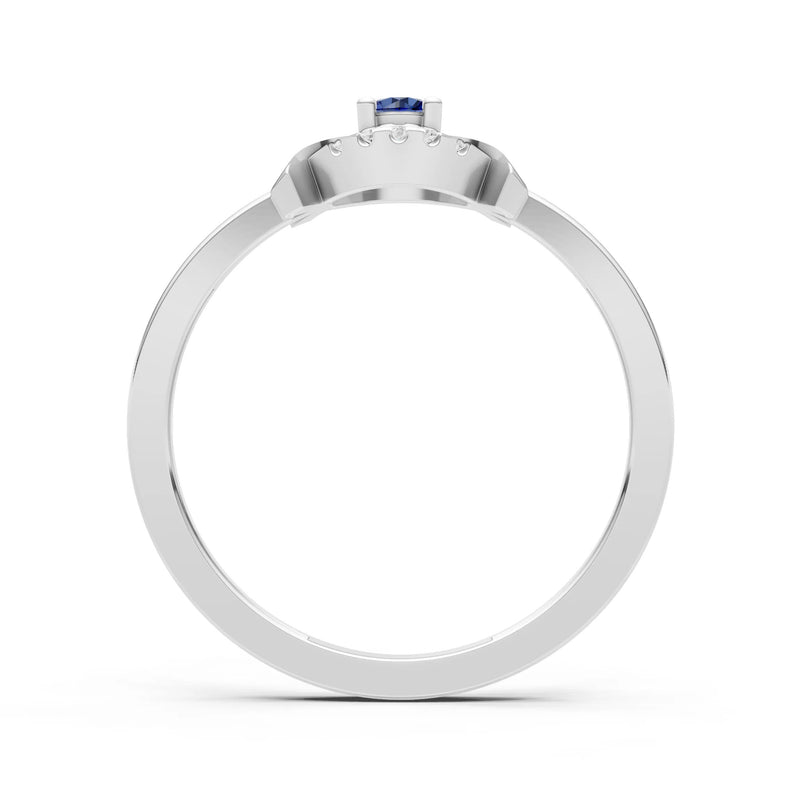 Blue Sapphire Luna Halo Dainty Cluster Ring