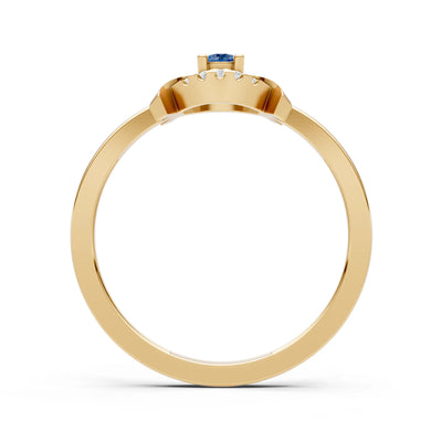London Blue Topaz Luna Halo Dainty Cluster Ring