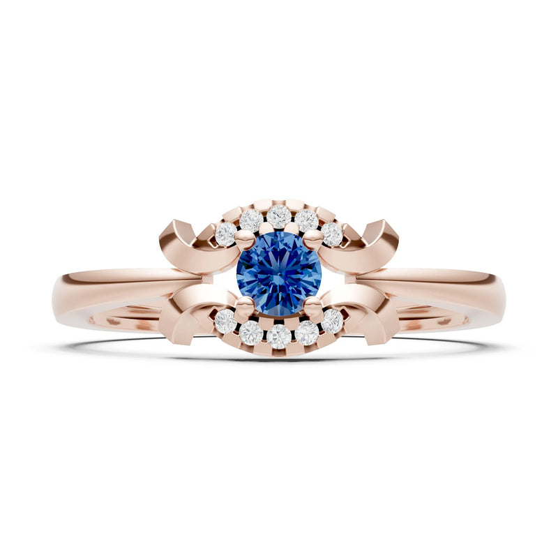 London Blue Topaz Luna Halo Dainty Cluster Ring