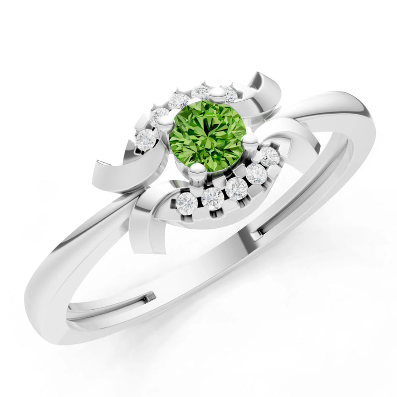 Peridot Luna Halo Dainty Cluster Ring