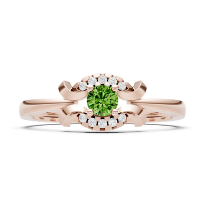 Peridot Luna Halo Dainty Cluster Ring