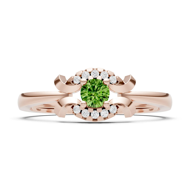 Peridot Luna Halo Dainty Cluster Ring