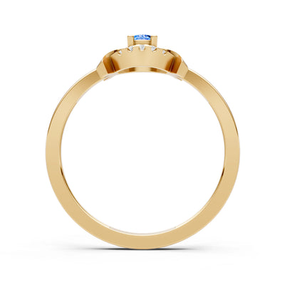 Swiss Blue Topaz Luna Halo Dainty Cluster Ring