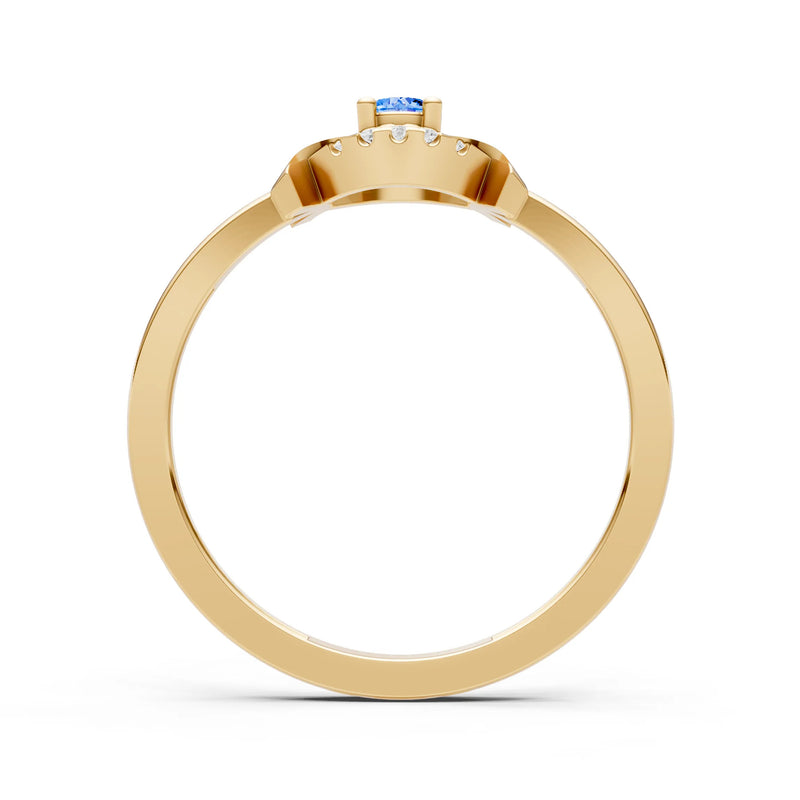 Swiss Blue Topaz Luna Halo Dainty Cluster Ring