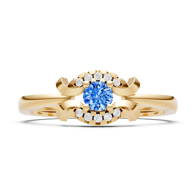 Swiss Blue Topaz Luna Halo Dainty Cluster Ring