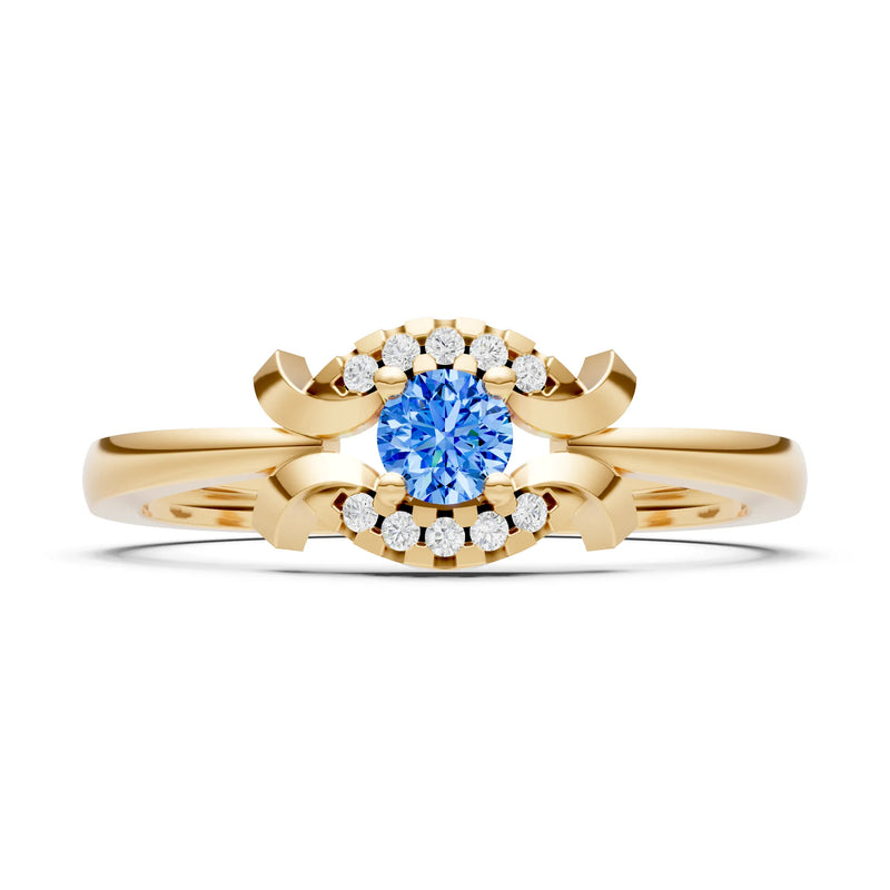 Swiss Blue Topaz Luna Halo Dainty Cluster Ring