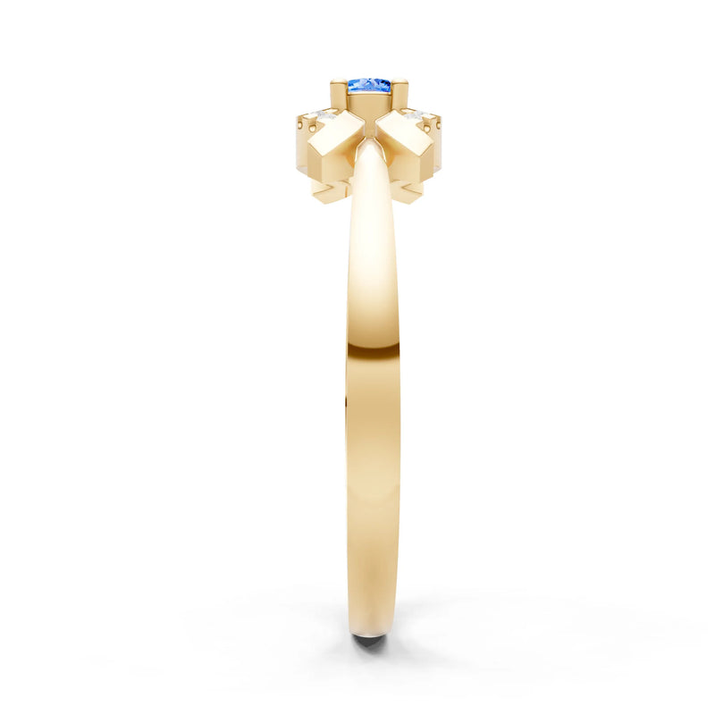 Swiss Blue Topaz Luna Halo Dainty Cluster Ring