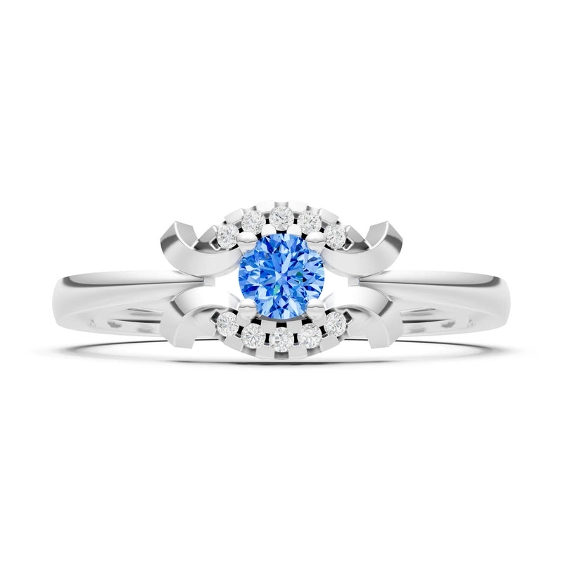 Swiss Blue Topaz Luna Halo Dainty Cluster Ring