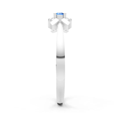 Swiss Blue Topaz Luna Halo Dainty Cluster Ring